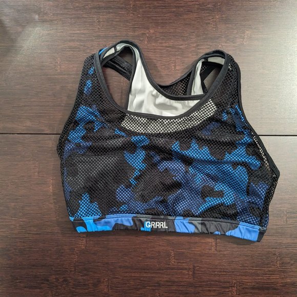 GRRRL Blue Camo Mesh Sports Bra - Picture 1 of 4